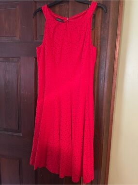 Covington Bright Red Eyelet Midi Dress